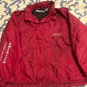 Vintage 90s  Perry Ellis America Red Windbreaker Jacket